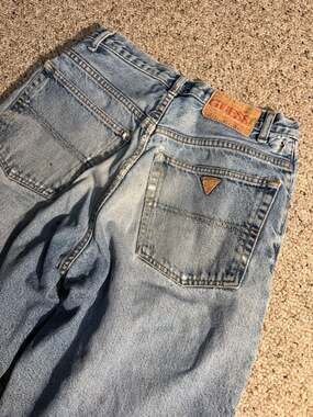 Vintage 90s Guess Denim Cut Off Shorts Light Wash Size 29